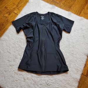 Postural Fitness by AlignMed Zip Front Shirt Women's XL Short Sleeve Black